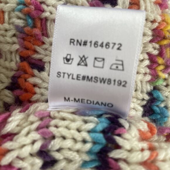 &merci Sweater Women M Multicolor Rainbow Chunky Knit Open Cardigan Tweed Bold - Picture 7 of 7